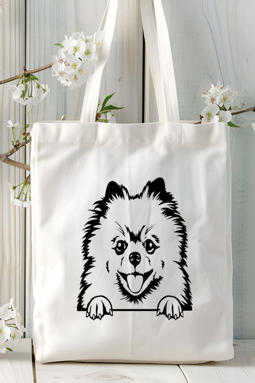 Art hedi̇ye spitz Köpek Baskılı Bez Çanta Omuz Çantası Kişiye Özel model 3