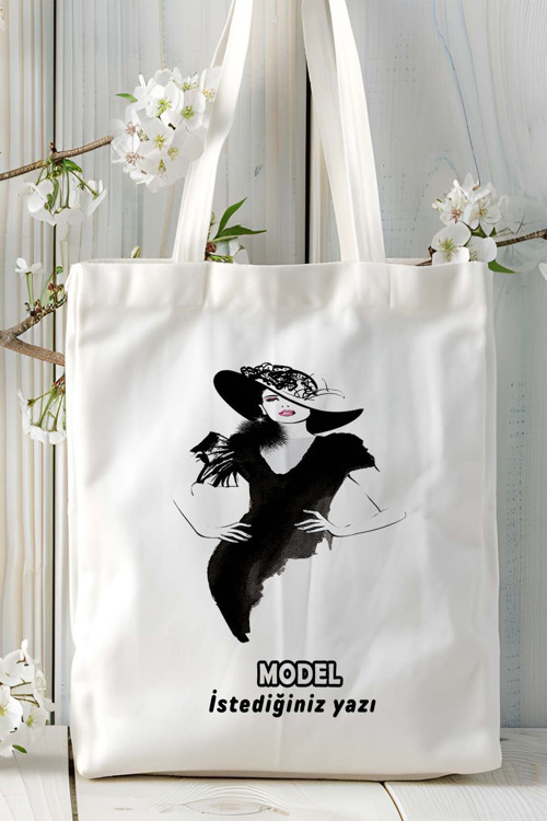 Art hedi̇ye model Baskılı bez omuz çantası kişiye özel model 7