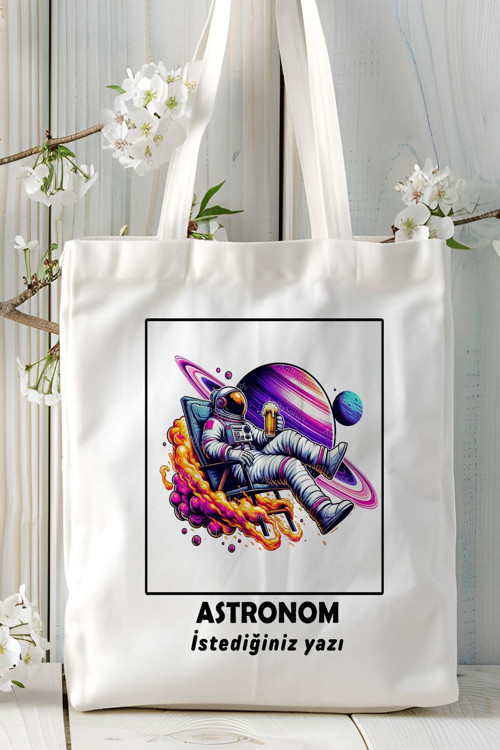 Art hedi̇ye astronom Baskılı bez omuz çantası kişiye özel model 12
