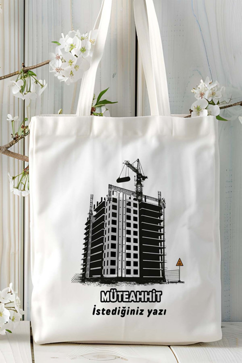 Art hedi̇ye müteahhit Baskılı bez omuz çantası kişiye özel model 4