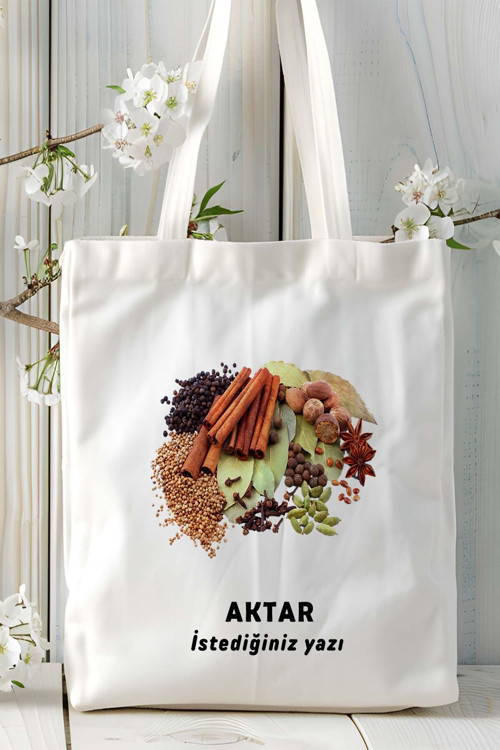 Art hedi̇ye aktar Baskılı bez omuz çantası kişiye özel model 10