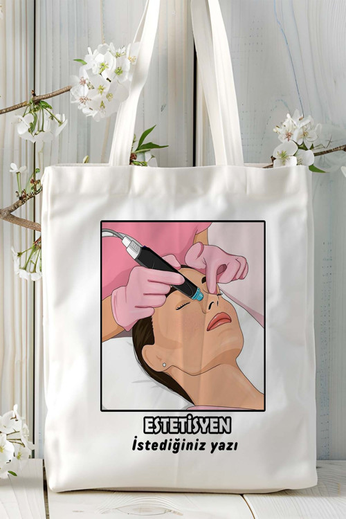 Art hedi̇ye estetisyen Baskılı bez omuz çantası kişiye özel model 9
