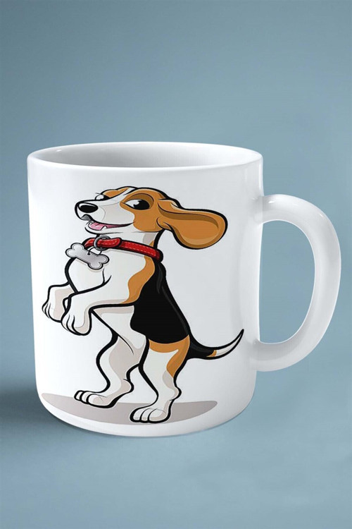Art hedi̇ye Beagle Köpek Isimli Kişiye Özel Baskılı Kupa Bardak Tasma Kemikli