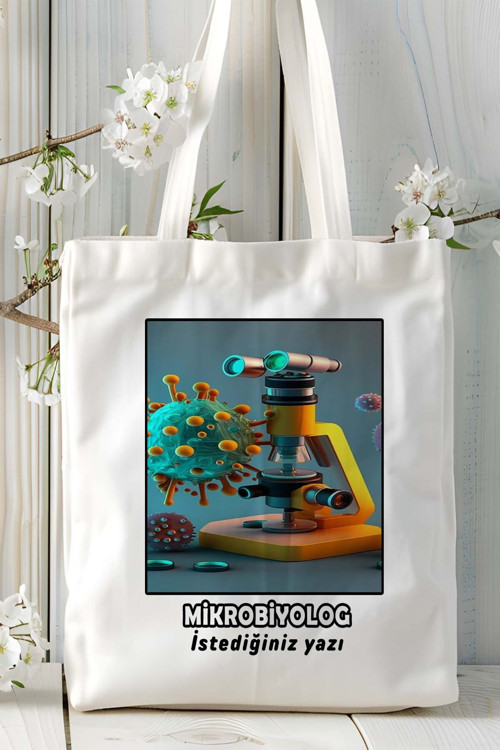 Art hedi̇ye mikrobiyolog Baskılı bez omuz çantası kişiye özel model 6