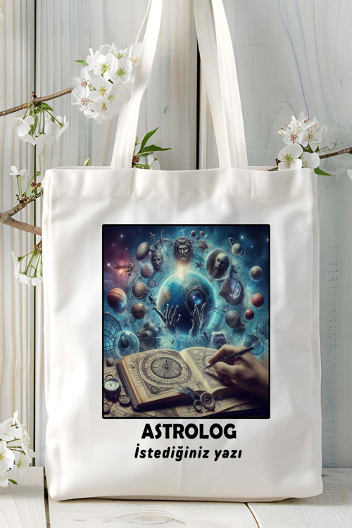 Art hedi̇ye astrolog Baskılı bez omuz çantası kişiye özel model 12