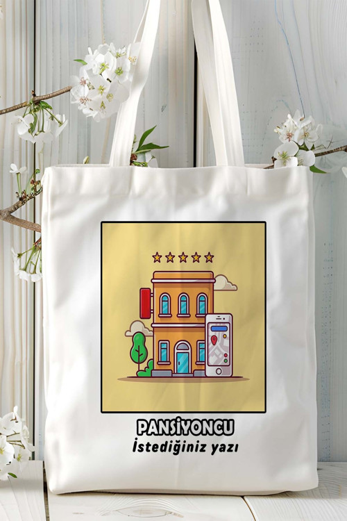 Art hedi̇ye pansiyoncu Baskılı bez omuz çantası kişiye özel model 6