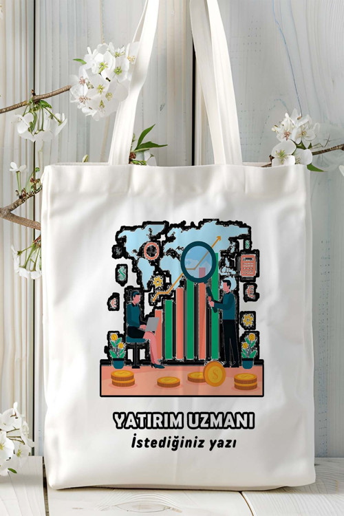 Art hedi̇ye yatırım uzmanı Baskılı bez omuz çantası kişiye özel model 9