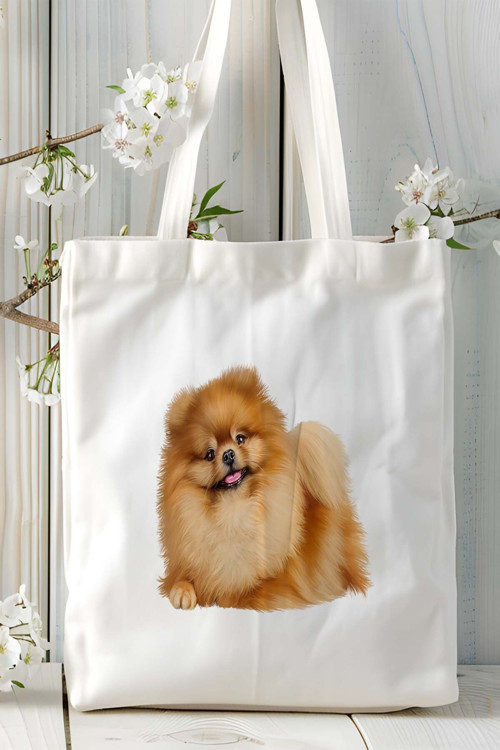 Art hedi̇ye spitz Köpek Baskılı Bez Çanta Omuz Çantası Kişiye Özel model 12