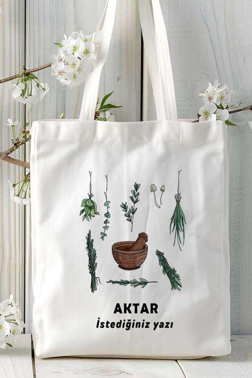 Art hedi̇ye aktar Baskılı bez omuz çantası kişiye özel model 4