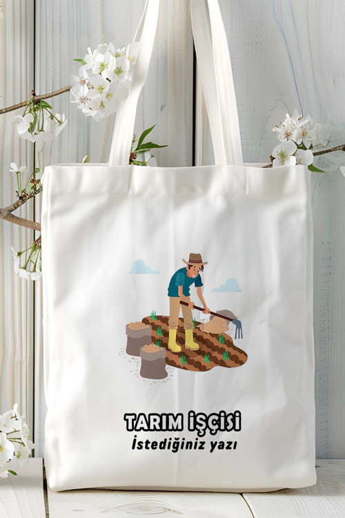 Art hedi̇ye tarım işçisi Baskılı bez omuz çantası kişiye özel model 10