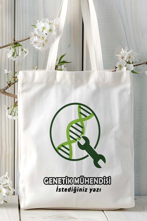 Art hedi̇ye genetik mühendisi Baskılı bez omuz çantası kişiye özel model 11