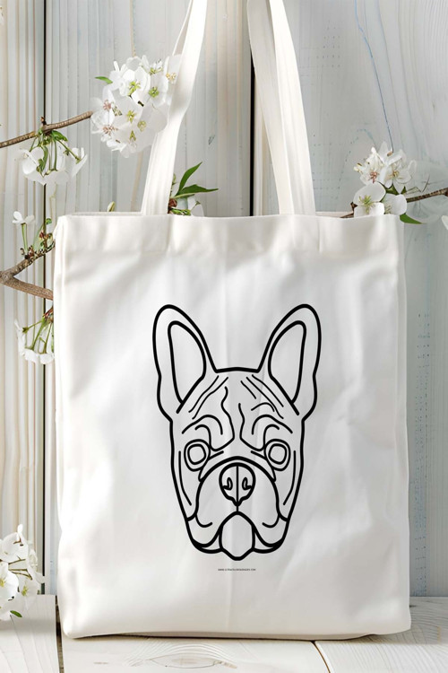 Art hedi̇ye French Bulldog Köpek Baskılı Bez Çanta Omuz Çantası Kişiye Özel model 11