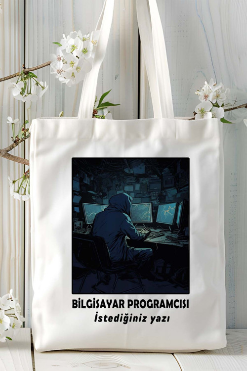 Art hedi̇ye bilgisayar programcısı Baskılı bez omuz çantası kişiye özel model 15
