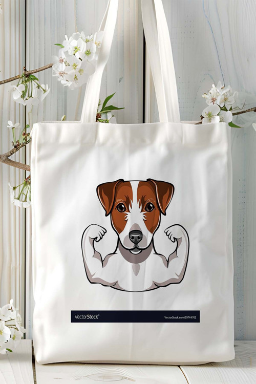 Art hedi̇ye Jack Russell Terrier Köpek Baskılı Bez Çanta Omuz Çantası Kişiye Özel model 2