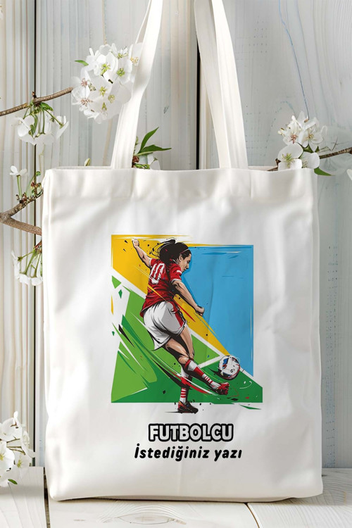 Art hedi̇ye futbolcu Baskılı bez omuz çantası kişiye özel model 14