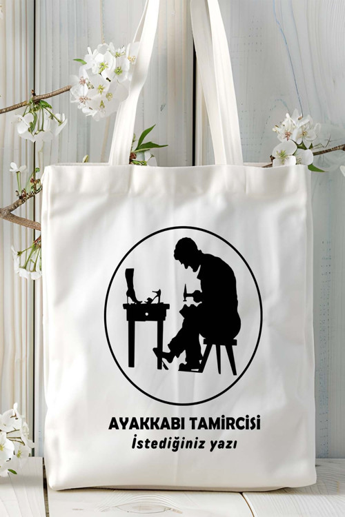 Art hedi̇ye ayakkabı tamircisi Baskılı bez omuz çantası kişiye özel model 3