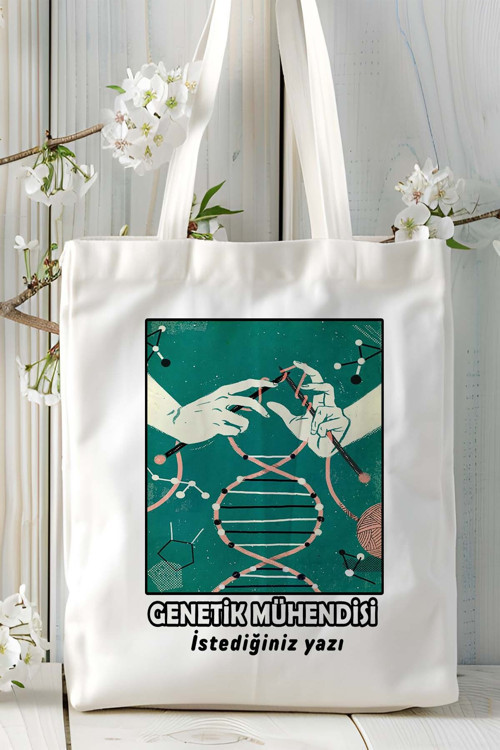 Art hedi̇ye genetik mühendisi Baskılı bez omuz çantası kişiye özel model 22