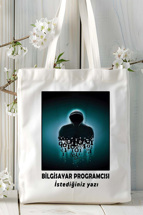 Art hedi̇ye bilgisayar programcısı Baskılı bez omuz çantası kişiye özel model 16