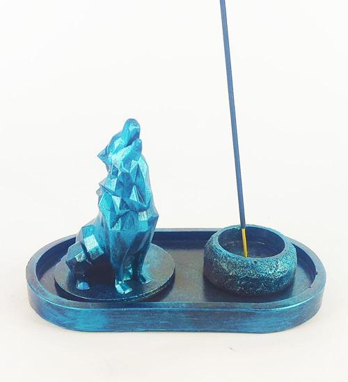 Uluyan Kübik Kurt Çubuk Tütsülük ve Tealight (Mavi)