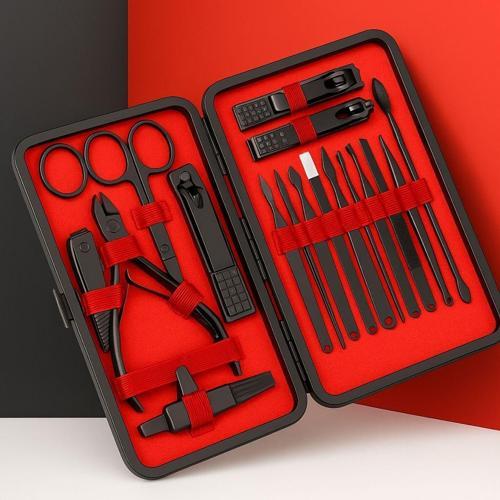 24 Parça Kendiliğinden Deri Çantalı Seyahat Tipi Manikür Pedikür Seti 