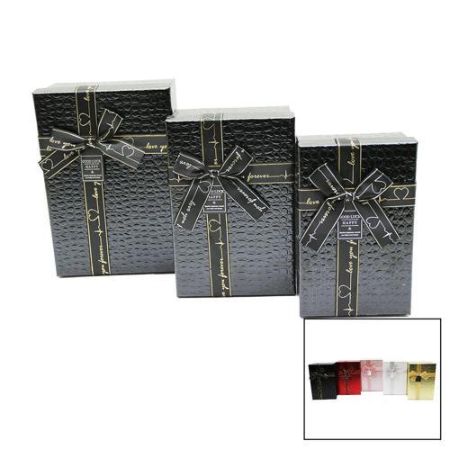 3 LÜ DİKDÖRTGEN DERİ DESENLİ HEDİYE KUTUSU 