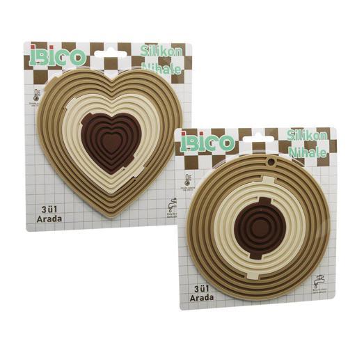 3İN1= BÜTÜN - 3 BOYA AYRILIR   SİLİKON  MAT - NİHALE  KALPLİ=7.7-12.5-19CM   YUVARLAK=7-12.5-19.5CM 