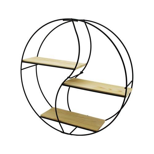 SEMBOL - YUVARLAK 3 KATLI METAL DEKORATİF DUVAR RAF 60 x 14 x 60 cm 