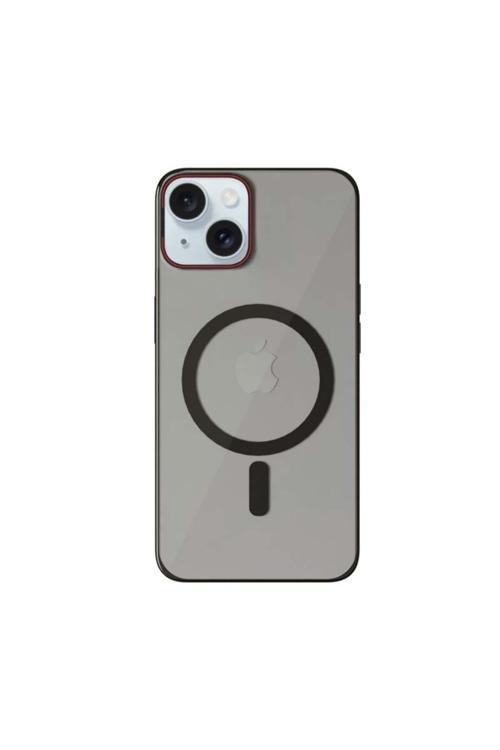 İphone 15 Uyumlu Metal Mıknatıslı Stant Magsafe Özellikli Ultra Ince Sert Paris Silikon Kılıf