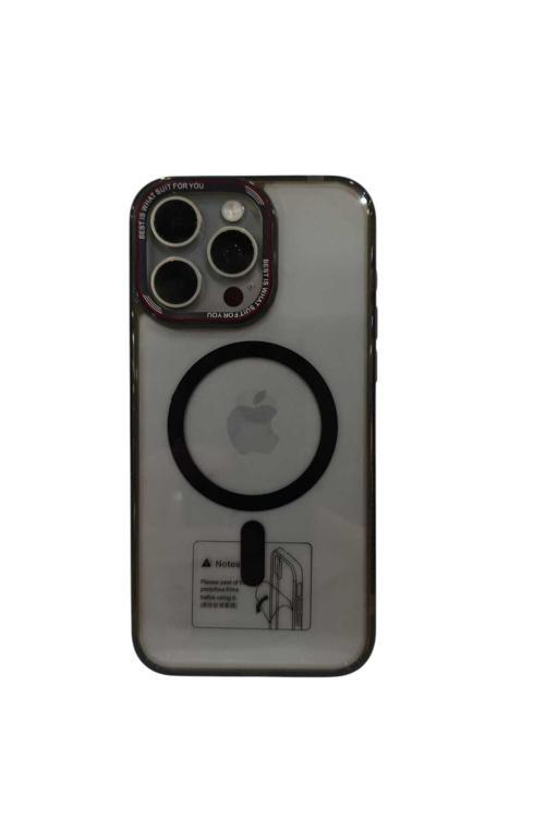 Brabus Apple İphone 15 Pro Max Uyumlu Hoparlör Korumalı Magsafe Transparan Rex Cover Silikon Kılıf