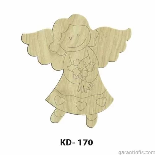 -Art KD 170 - Melek Kız Figürlü Dekoratif Mini Ahşap Obje