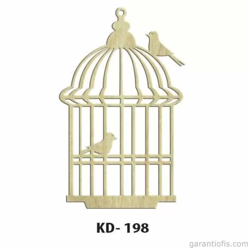 -Art KD 198 Kuş Kafesi Şeklinde Dekoratif Mini Ahşap Obje
