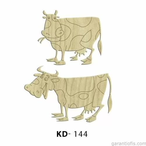 -Art KD 144 - İnek Figürlü Dekoratif Mini Ahşap Obje