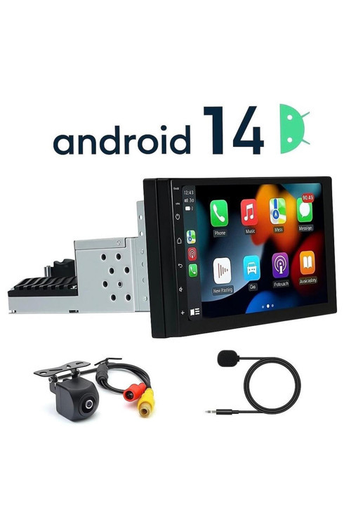 Kl-938 4/64Gb Çift Amfi Android İnce Kasa 7İnç Oto Multimedya Teyp Car Playli-Usb-Wifi+ Mikrofon