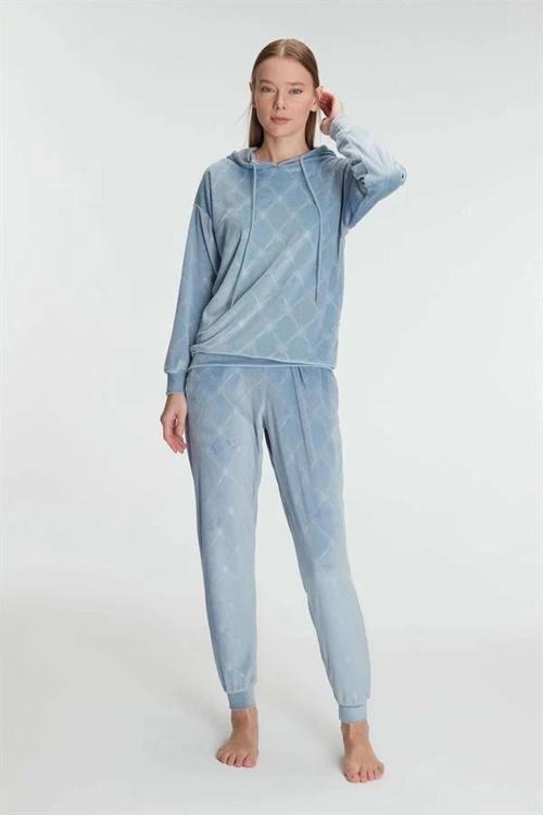 Aria's Closet Kapüşonlu Uzun Kol Sweatshirt Pijama Takımı