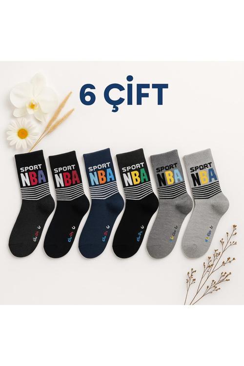6 Çift Renkli Çocuk Çorabı – Erkek Çocuk Pamuklu Soket Çorap Seti