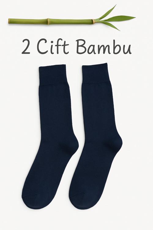 2 Çift %95 Bambu Erkek Soket Çorap – Rahat Ve Esnek Tasarım