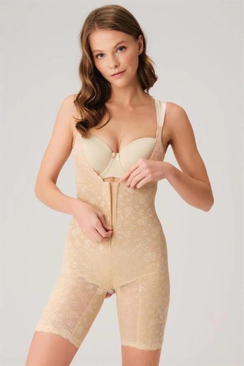 Aria's Closet Toparlayıcı Vücut İnceltici Dikişli Fermuarlı Uzun Paca Altı Açık Sıkı Badi Korse