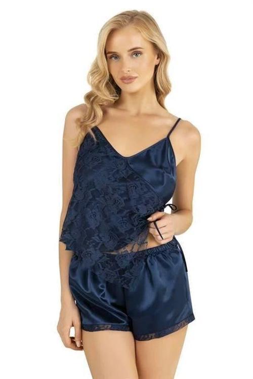 Aria's Closet Lacivert Saten Şort Takımı 9204