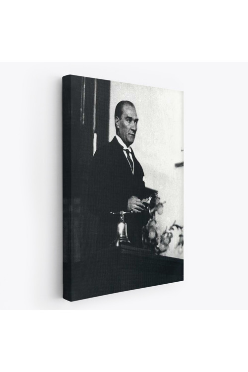 Atatürk Portre Tablosu Mustafa Kemal Atatürk Dikdörtgen Dekoratif Kanvas Tablo-Fy-148