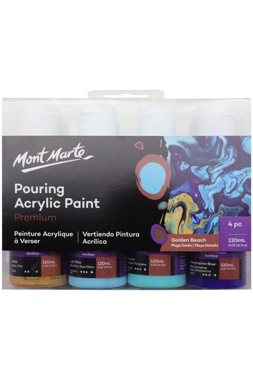 MM Dökme Akrilik Boya Seti Premium 4pc x 120ml - Golden Beach