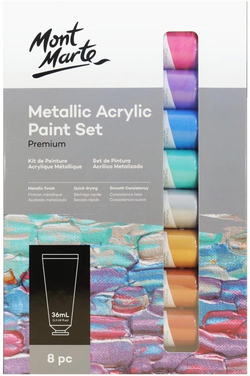 MM Premium Metalik Akrilik Boya Seti 8 x 36ml
