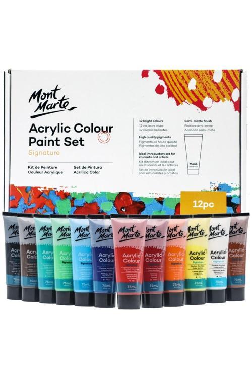 Akrilik Renkli Boya Seti 12 Parça x 75 ml