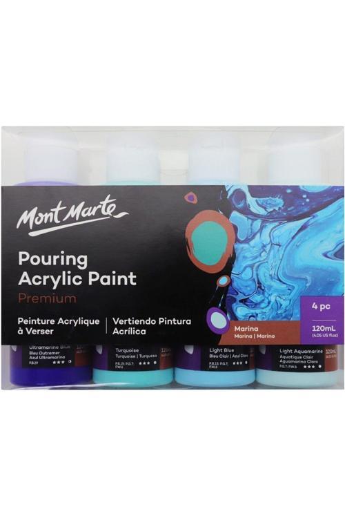 MM Dökme Akrilik Boya Seti  Premium 4pc x 120ml - Marina