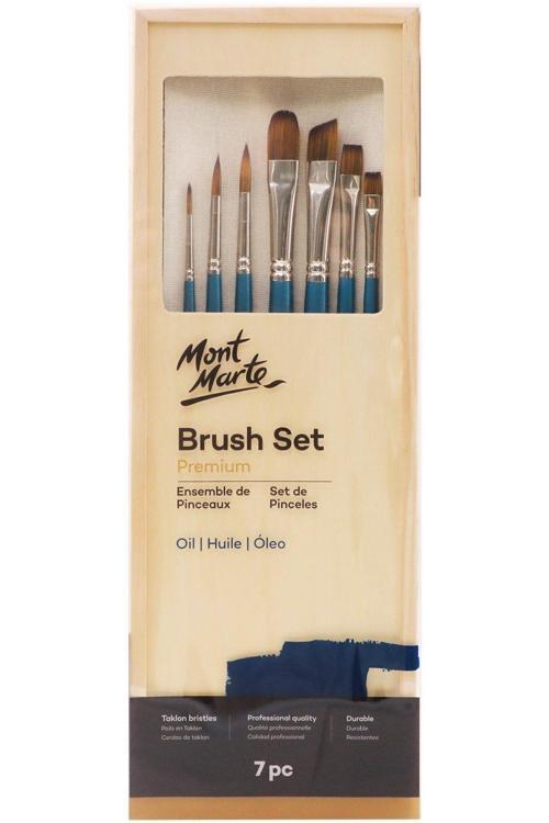 MM Ahşap Kutulu Yağlı Boya Fırça Seti Premium 7'li