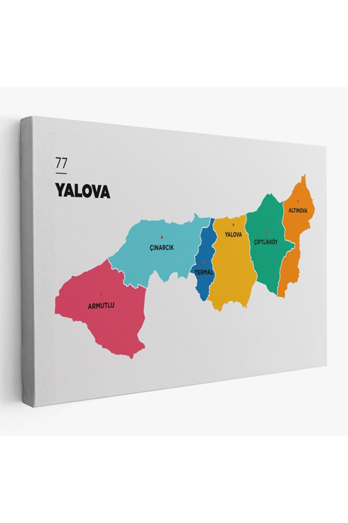 Yalova İli Ve İlçeler Haritası Dekoratif Kanvas Tablo 1481