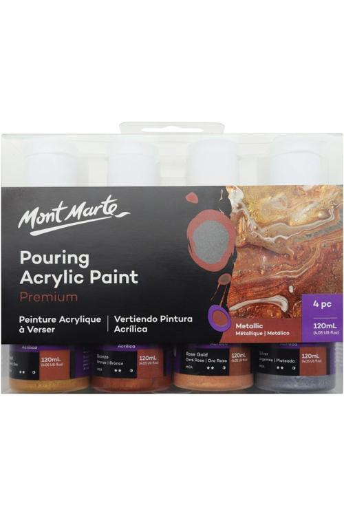 MM Dökme Acrylic Boya Seti Premium 4pc x 120ml - Metallic