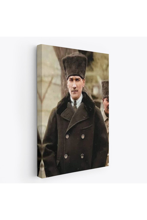 Atatürk Portre Tablosu Mustafa Kemal Atatürk Dikdörtgen Dekoratif Kanvas Tablo-Fa-125