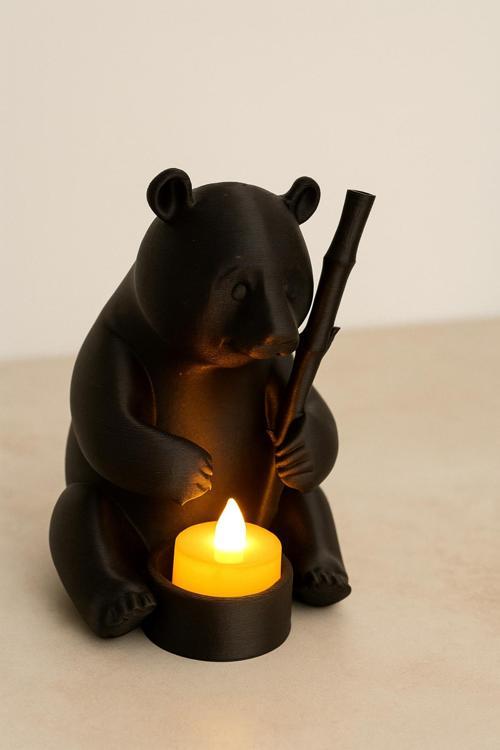 Dekoratif Tealight Mum Hediyeli Ayı Panda