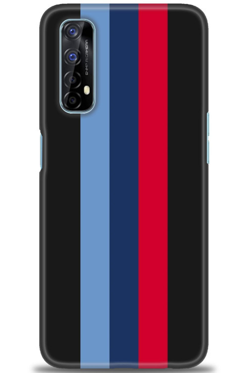 Realme 7 Kılıf HD Baskılı Kılıf - Bordo Mavi Çubuklar