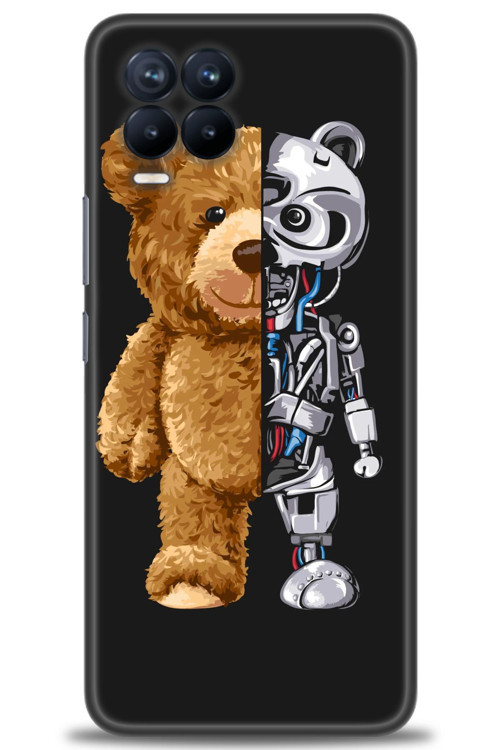 Realme 8 Kılıf HD Baskılı Kılıf - Ayı ve İskeleti